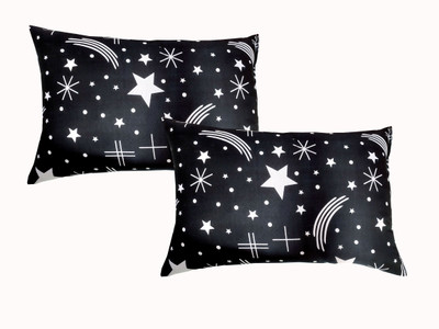 MKBROTHER Polyester Fibre Abstract Sleeping Pillow Pack of 2(Black)