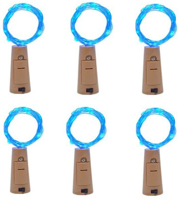 MANSAA 20 LEDs 2.01 m Blue Steady String Rice Lights(Pack of 6)