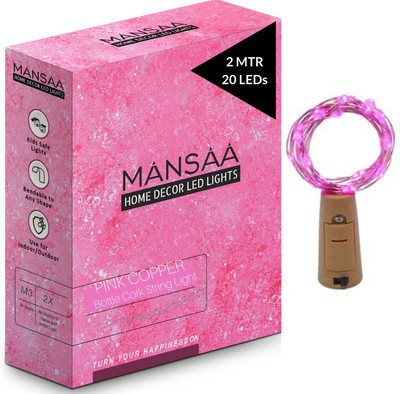 MANSAA 20 LEDs 1.98 m Pink Steady String Rice Lights(Pack of 1)