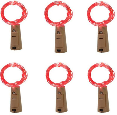 MANSAA 20 LEDs 1.98 m Red Steady String Rice Lights(Pack of 6)