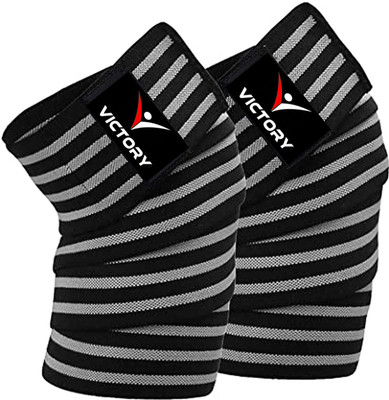 VICTORY Knee Wrap for Weightlifting-Adjustable Straps,Stretchable Fabric For Fitness Knee Support