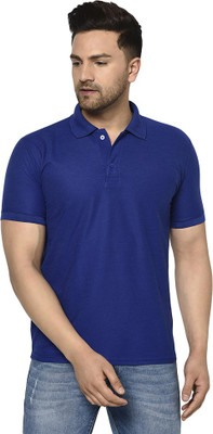 Galatea Solid Men Polo Neck Blue T-Shirt