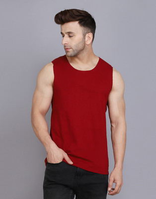 Cryptic Solid Men Round Neck Maroon T-Shirt