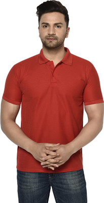 Galatea Solid Men Polo Neck Red T-Shirt