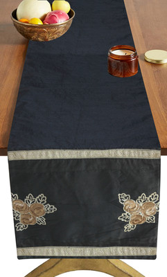 Dekor World Black 120 cm Table Runner(Polyester)
