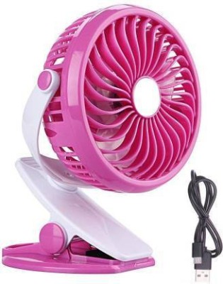 NKL Clip Fan(360)Degree Rotate Home Kitchen Office Fan 1060 Clip Fan(360)Degree Rotate Home Kitchen Office Fan 1060 USB Fan, Rechargeable Fan(Pink)