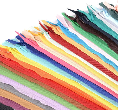 Aakriti Concealed Net Zippers for Garments 30pcs, 20 cm/8 Inch Multicolor Nylon Invisible Zipper