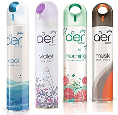 Godrej Aer Spray Musk Cool Fresh and Patel - Pack of 4 Spray Aer Spray Musk Cool Fresh and Patel - Pack of 4(4 x 67.5 ml)