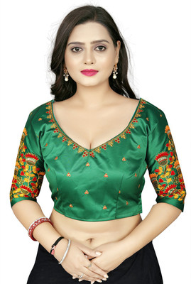 VILLAGIUS Satin Embroidered Blouse Material