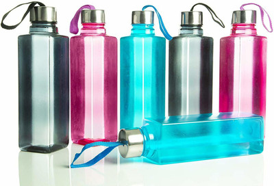 NHP TRADERS Square Shape Steel Cap Water Bottle Set of 6 1000 ml Bottle 1000 ml Bottle 1000 ml Bottle(Pack of 6, Multicolor, Plastic)