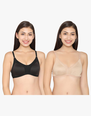 Clovia Women T-Shirt Non Padded Bra(Black, Beige)