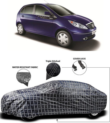APNEK Car Cover For Tata Vista Tech (With Mirror Pockets)(White, Black)