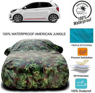 Gavya Car Cover For Kia Picanto (With Mirror Pockets)(Brown, Green)