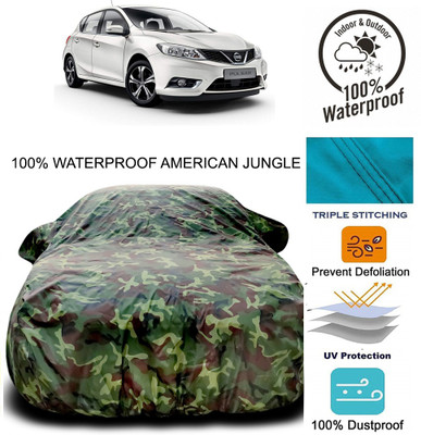Gavya Car Cover For Nissan Pulsar (With Mirror Pockets)(Brown, Green)