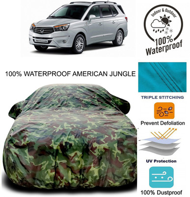 Gavya Car Cover For SsangYong Rodius (With Mirror Pockets)(Brown, Green)