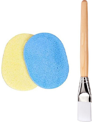 MYYNTI Women Face Pack Brush with Face Cleaning Sponge Facial Mask Application Brush Makeup Cosmetic Soft Brush Tool Combo Set(3 Items in the set)