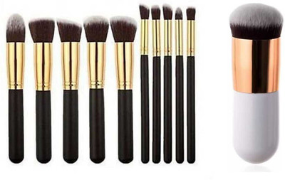 FUSION FLY Applying makeup will be easy and quick with the Skinplus 10 pcs Premium Synthetic Makeup Brush Set that offers professional-quality results. These foundation and eyeliner brushes are durable, easy-to-maintain, and have soft bristles to offer you desired results every single day.(11 Items 