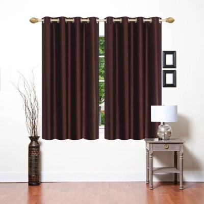 Styletex 152 cm (5 ft) Polyester Semi Transparent Window Curtain (Pack Of 2)(Solid, Brown)