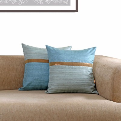 ANS Plain Pillows Cover(Pack of 2, 40 cm*40 cm, Blue, Grey)