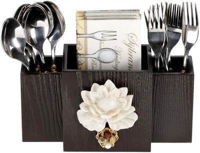Cocktail Empty Cutlery Box Case(Black  Holds 36 Pieces)