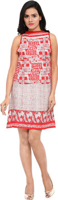 Urban Fashion Bank Women A-line Red Knee Length Dress