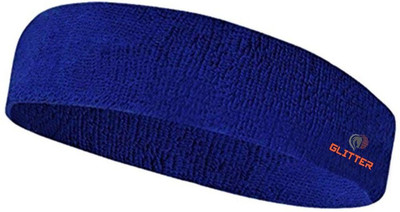 Glitter Non Slip Moisture Wicking Work Out Cotton Head Band For Men's & Women's Sweatband for Workout/ Sports Fitness/Exercise/Training/Running/Yoga- Pack of 1(Royal) Head Band(Blue)