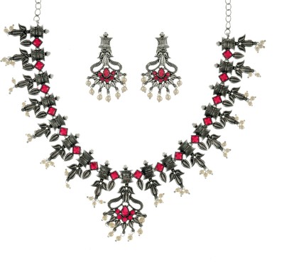 Eivri Brass Black Silver Red, Silver Jewellery Set(Pack of 1)