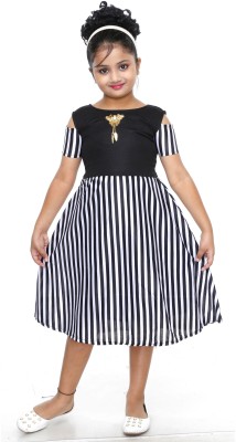 RNR FASHION Baby Girls Midi/Knee Length Party Dress(Black, Half Sleeve)