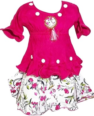 NKG FASHION Indi Baby Girls Midi/Knee Length Festive/Wedding Dress(Multicolor, 3/4 Sleeve)