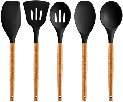 Flipkart SmartBuy Spatula Wooden 5A Black Non-Stick Spatula(Pack of 5)