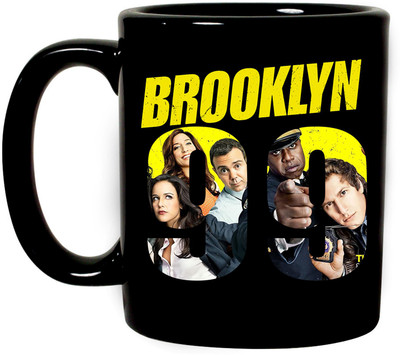 Just Moments Full Black Premium Quality Ceramic coffee mug for BROOKLYN 99 Lovers, Printed on Both the Sides. Ceramic Coffee Mug(350 ml)