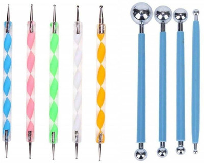 Batricher 9 Pieces Colorful Embossing Dotting Nail Art Tool and Ball Tool for Mandala Clay Pottery Ceramic Nail Art and Polymer Clay(Multicolor)