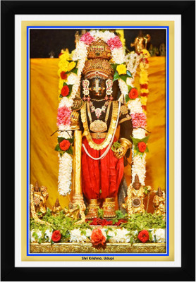 Braj Art Gallery Udupi Lord Shri Krishna Vasant Panchami Photo Frame Digital Reprint 19.5 inch x 13.5 inch Painting(With Frame)