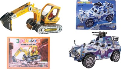 aparna's collection 3D DIY Cute Jigsaw Puzzle Kids jeep excavator jcb pack of 2 Early Educational Toy - Easy to Assemble(82 Pieces)