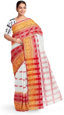 sankhachil Striped Tant Cotton Silk Saree(Multicolor)