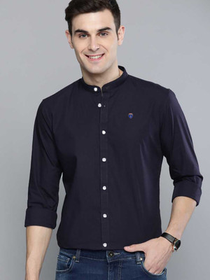 FUBAR Men Solid Casual Blue Shirt
