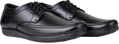 HIKBI Synthetic Leather Lace Up Formal Shoes Derby For Men(Black)