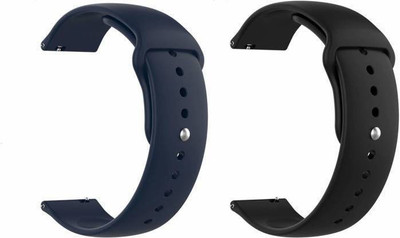valente Premium Silicone 20 mm Band Strap Compatible with galaaxy active watch/AmaazeFitt BIP/BIP Lite/amaazeFitt GTS, amaazefitt GTR (42mm) / with 20mm Lugs Smart Watch Strap (Pack Of 2) Smart Watch Strap(Black, Blue)