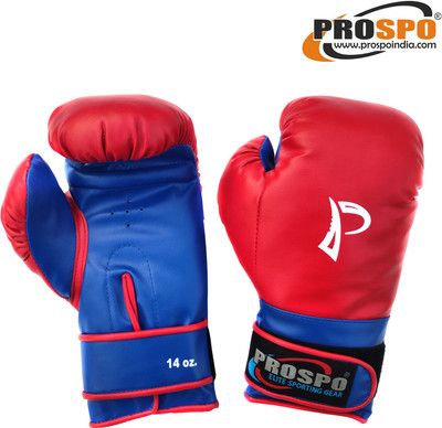 PROSPO Boxing Gloves with Velcro Glove and Handwrap Combo Size 14oz Boxing Gloves(Red)
