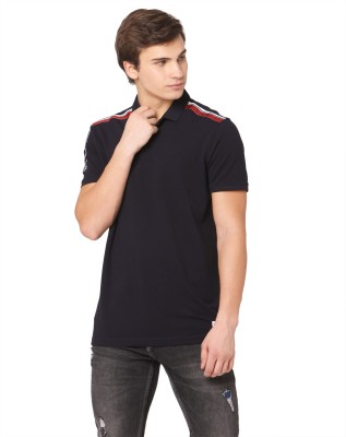 Spykar Solid Men Polo Neck Blue T-Shirt