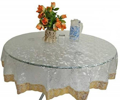 lala hathrasi Self Design 6 Seater Table Cover(Transparent gold, PVC)