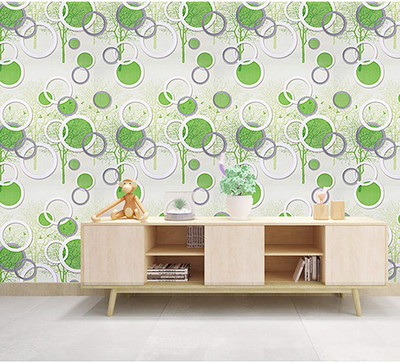 ASSBRI COLLECTIONS Vinyl Decorative Green, Grey, White Wallpaper(L x W: 200 cm x 45 cm)
