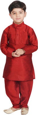 SG Boys Casual Kurta and Pyjama Set(Maroon Pack of 1)