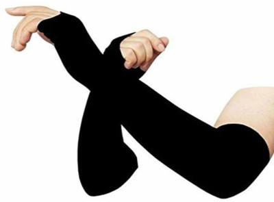 AJRO DEAL Nylon Arm Sleeve For Men & Women(M, Black)