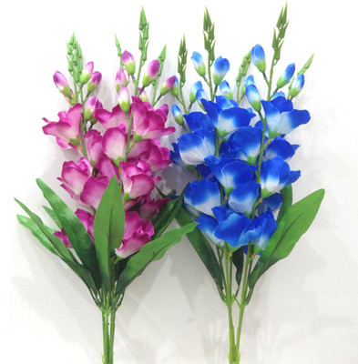 OM COLLECTIONS Gladiolus Artificial Flower Purple, Blue Gladiolus Artificial Flower(25 inch, Pack of 2, Flower Bunch)