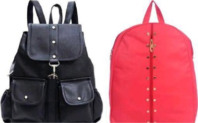 MT Enterprise Graceful Versatile Women Backpacks -Black&Red(Combo of 2) 5 L Backpack(Multicolor)