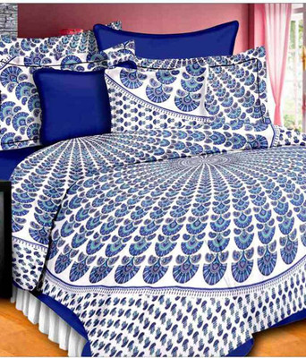 UNIQCHOICE 144 TC Cotton Double Printed Flat Bedsheet(Pack of 1, Multicolor)