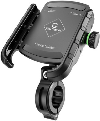 Yellowfin Jaw Grip Aluminium Alloy without charger 360° Rotation adjustable to Handlebar & Mirror Mount for Maps and GPS Navigation Motorcycle/Scooter/Cycle/Bicycle/ Bike Mobile Holder(Black)