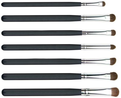 LARA KOSSLER Black & Silver Goat Hair Eyeshadow Brushes Eye Blending Brush Makeup(Pack of 7)