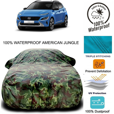 HAAMAR Car Cover For Hyundai Kona Electric (With Mirror Pockets)(Brown, Green)